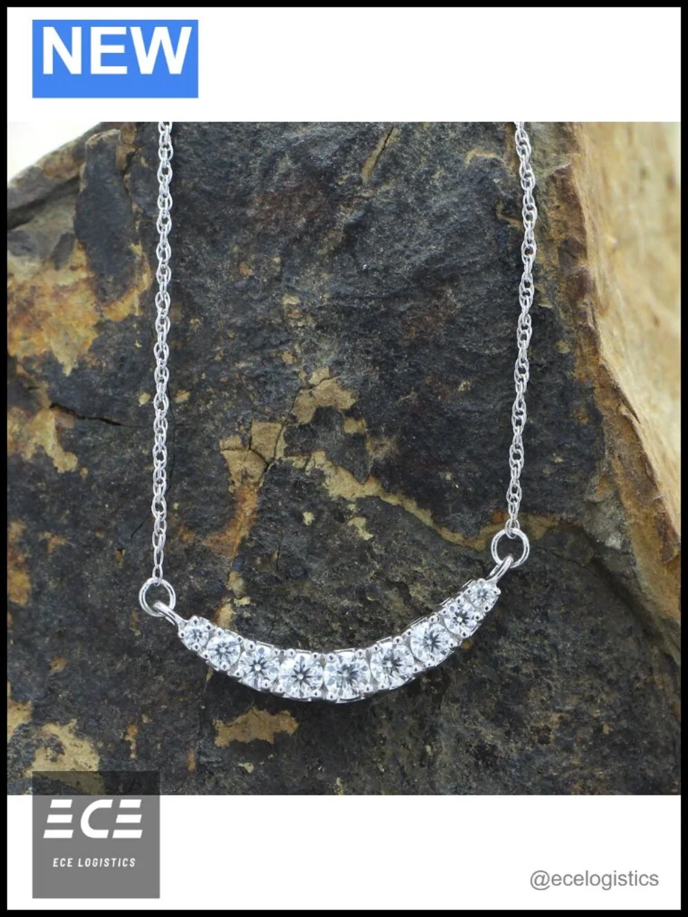 Moissanite Diamond Nine Stone Graduated Collar Necklace 14k Gold Plated 925